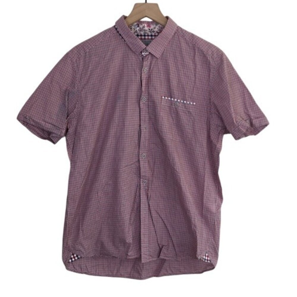 Ted Baker London Men’s Checkered Short Sleeve Shirt – Size 5 (XL)